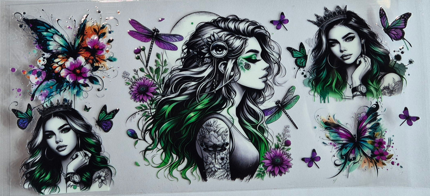 Tattoo Girl 9 Butterflies Dragonflies Flowers