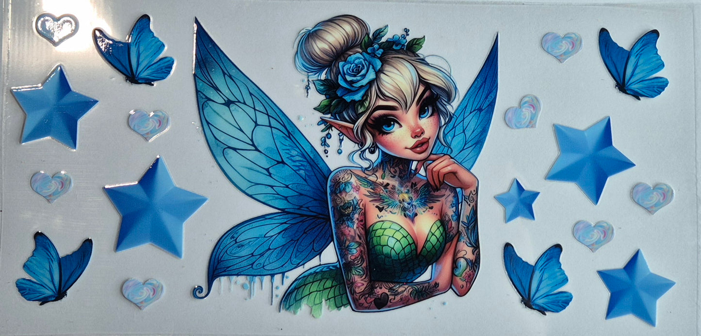 Disney Tinkerbell Blue Stars Tattoo Girl