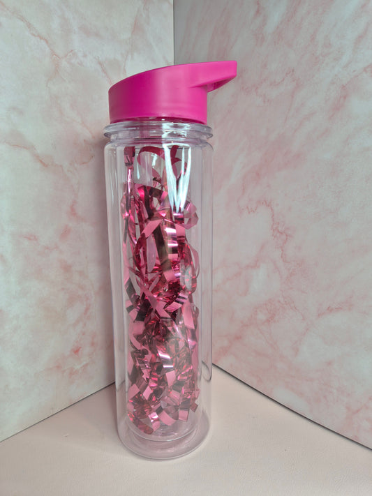 17oz Hot Pink Acrylic Snowglobe Drink Bottle