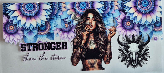 Stronger Than The Storm Quote Tattoo Girl Flowers