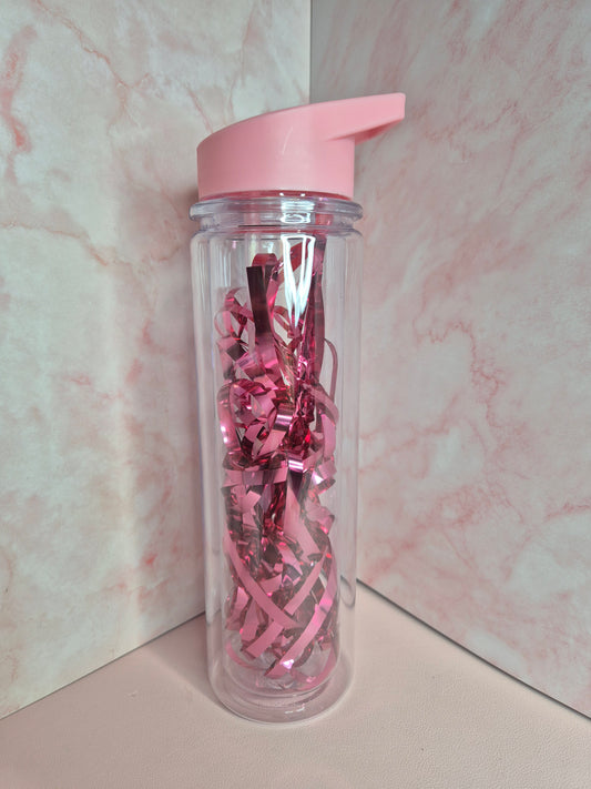 17oz Baby Pink Acrylic Snowglobe Drink Bottle