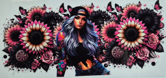 Tattoo Girl 4 Flowers Butterflies