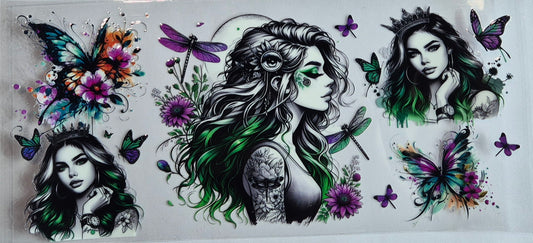 Tattoo Girl 9 Butterflies Dragonflies Flowers