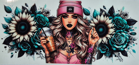 Tattoo Girl Pink Drink