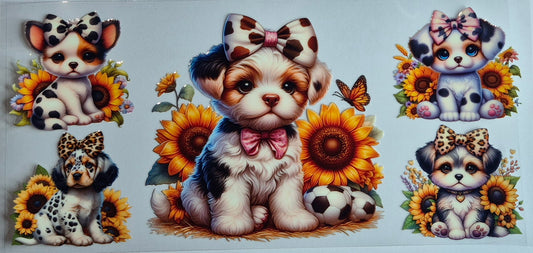 5 Dogs Cow Print Bow Animals