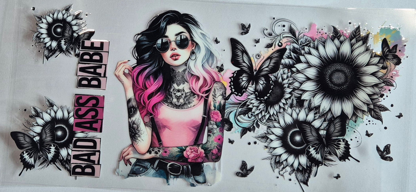 Bad Ass Babe Quote Tattoo Girl Flowers Butterflies