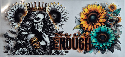 You Are Enough Quote Tattoo Girl Flowers