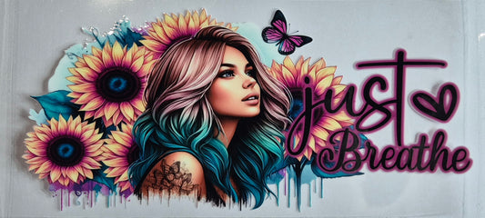 Just Breathe Quote Tattoo Girl Flowers